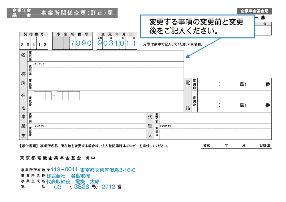 事業所関係事項に変更があったとき